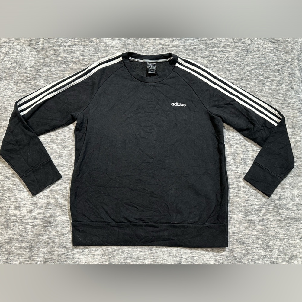 Adidas Women's Essentials 3-Stripes Track Sweatshirt Black and White Size XL